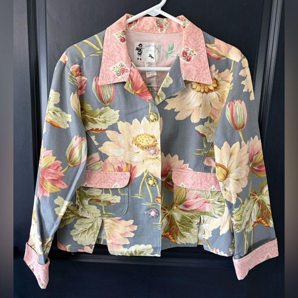 MY BOYFRIEND’S BACK Vintage London Jacket Blue Pink Floral Size Small